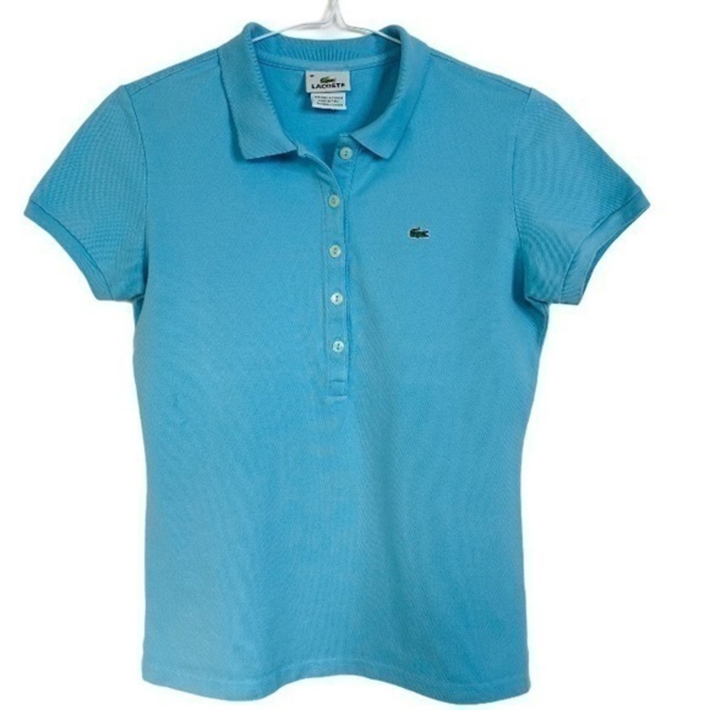 Lacoste Aqua Blue Knit Polo Short Sleeve Shirt